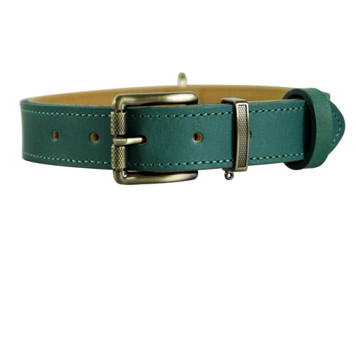 Hunter Green Leather Dog Collar