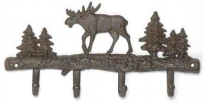 rustic iron moose outdoors cabin leash and coat rack