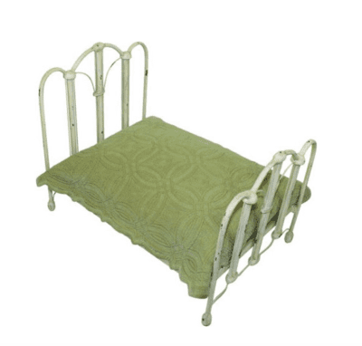 antique green cat bed