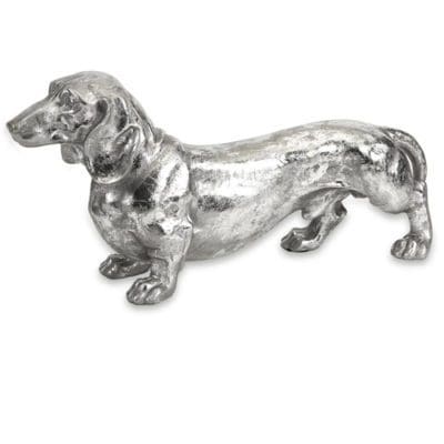 Silver Dachshund Dog Statue