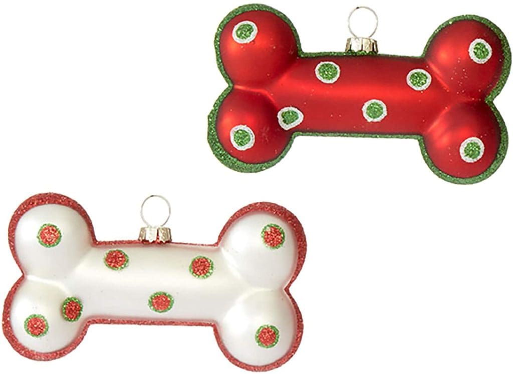 dog bone dots polka dot ornament lime green red glass tree decor dog lover exchange
