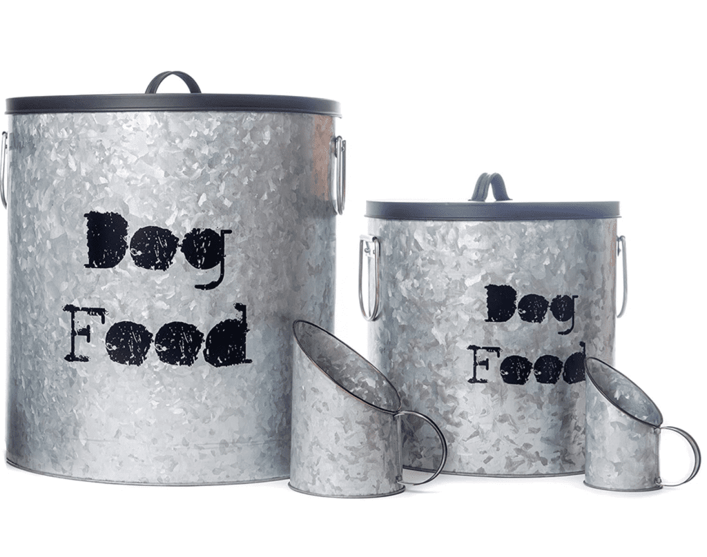 dog food storage jar container tin 