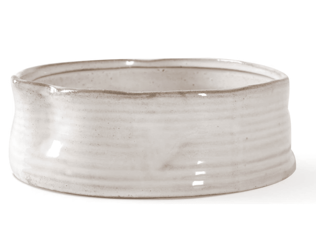 handmade white dog bowl