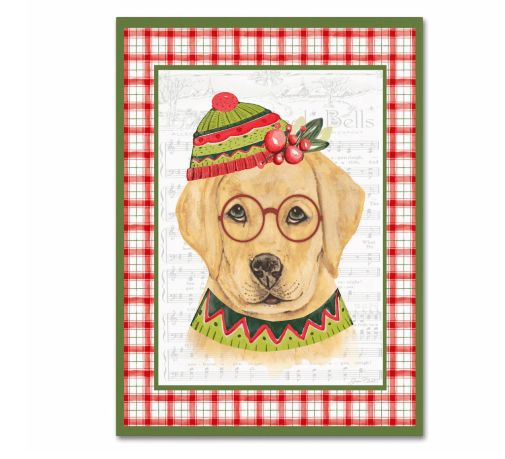 dog glasses art Christmas holiday decor gift