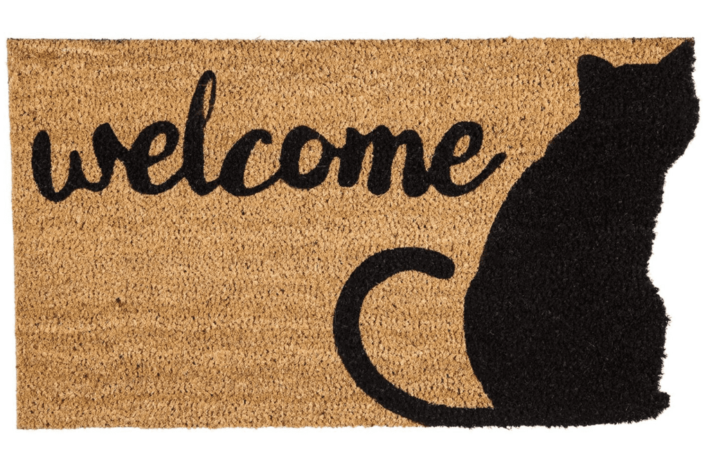 cat welcome rug mat porch door