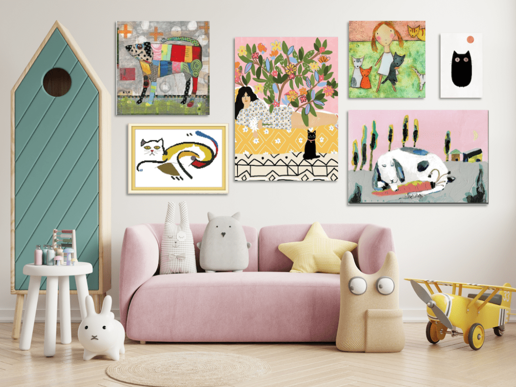 dog cat pet gallery wall ideas trends tips art canvas nursery playroom kids children