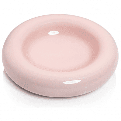 vintage pink round ceramic glass dog pet bowl