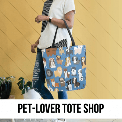 dog cat pet tote bag canvas blue printed cotton