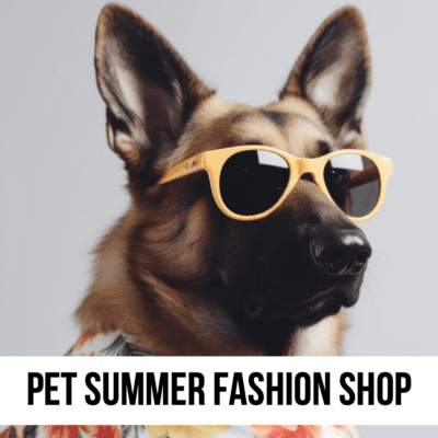 dog sunglasses tropical summer shirt