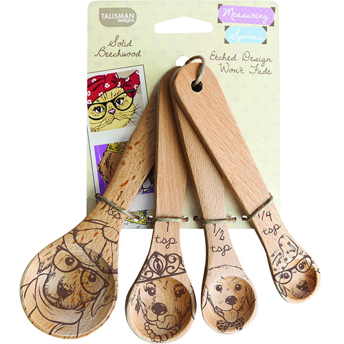Wooden Dog Measuring Spoons