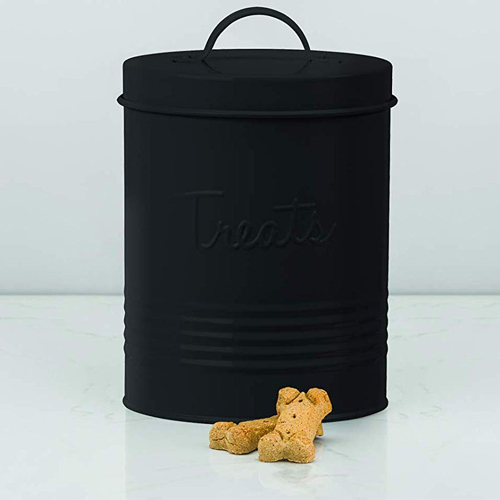 Dog Treat Food Black Metal Container