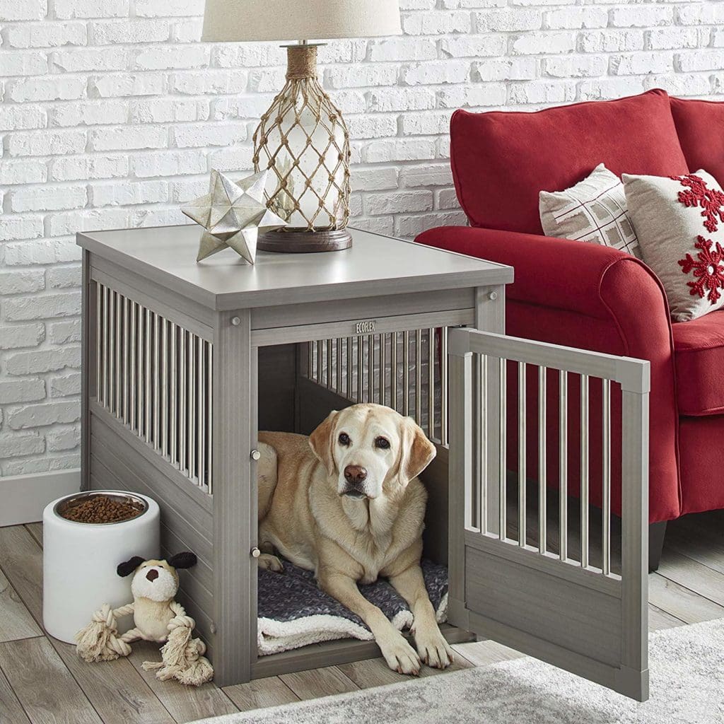 dog crate side table furniture grey