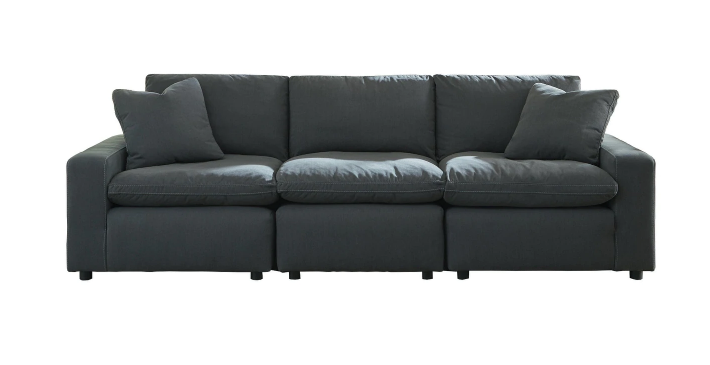 Pet friendly cloth fabric sofa in deep grey.