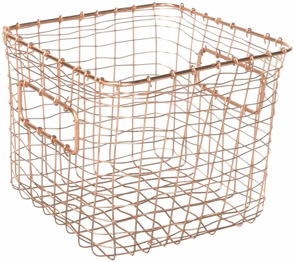 copper metal modern storage basket