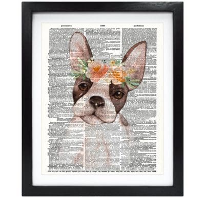 boho floral dog art