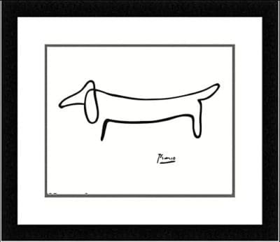 picasso dachshund wiener dog sketch art black and white