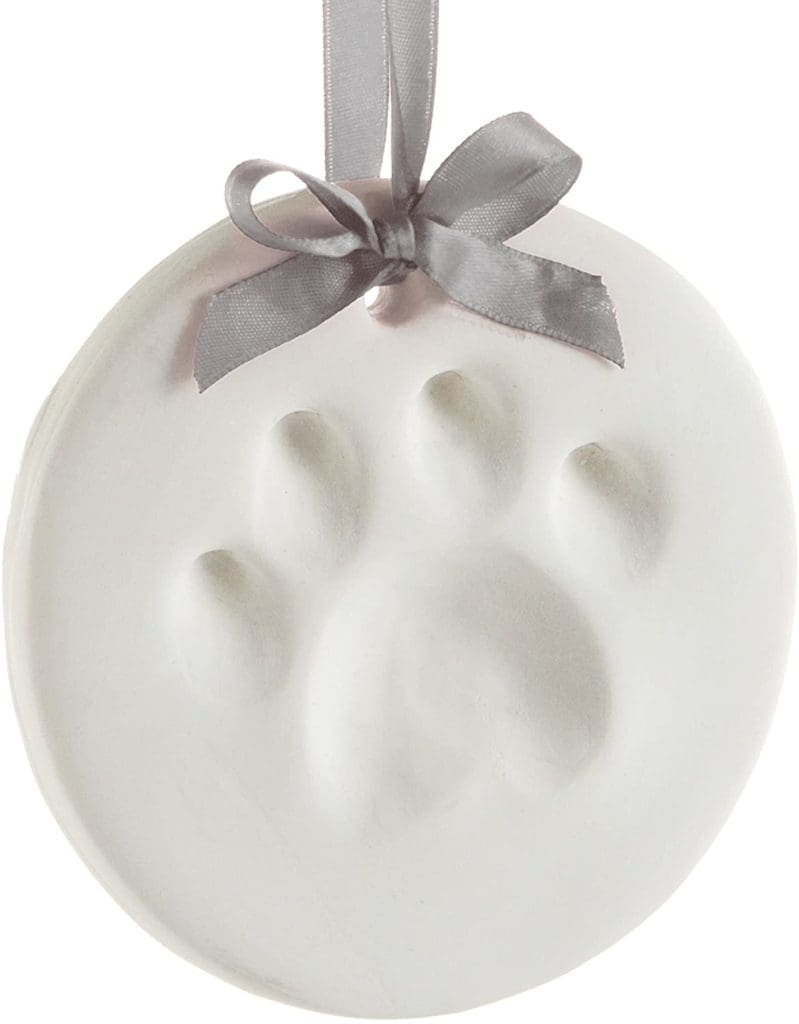 white dog paw print ornament