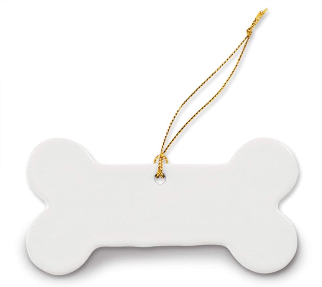 white custom glam modern dog bone ornament