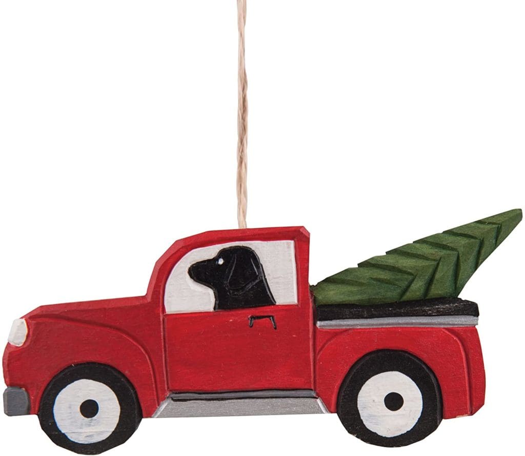 wooden dog tree truck black ornament farmhouse decor