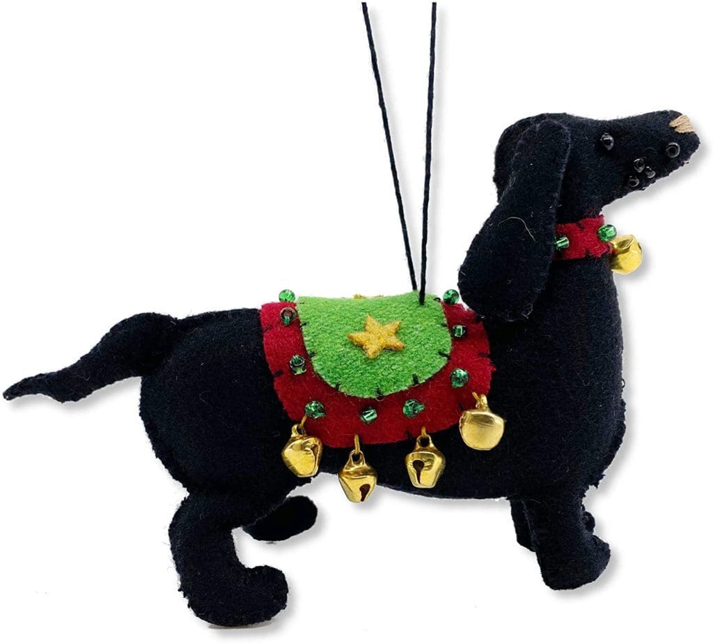 black dachshund dog pet animal ornament christmas tag