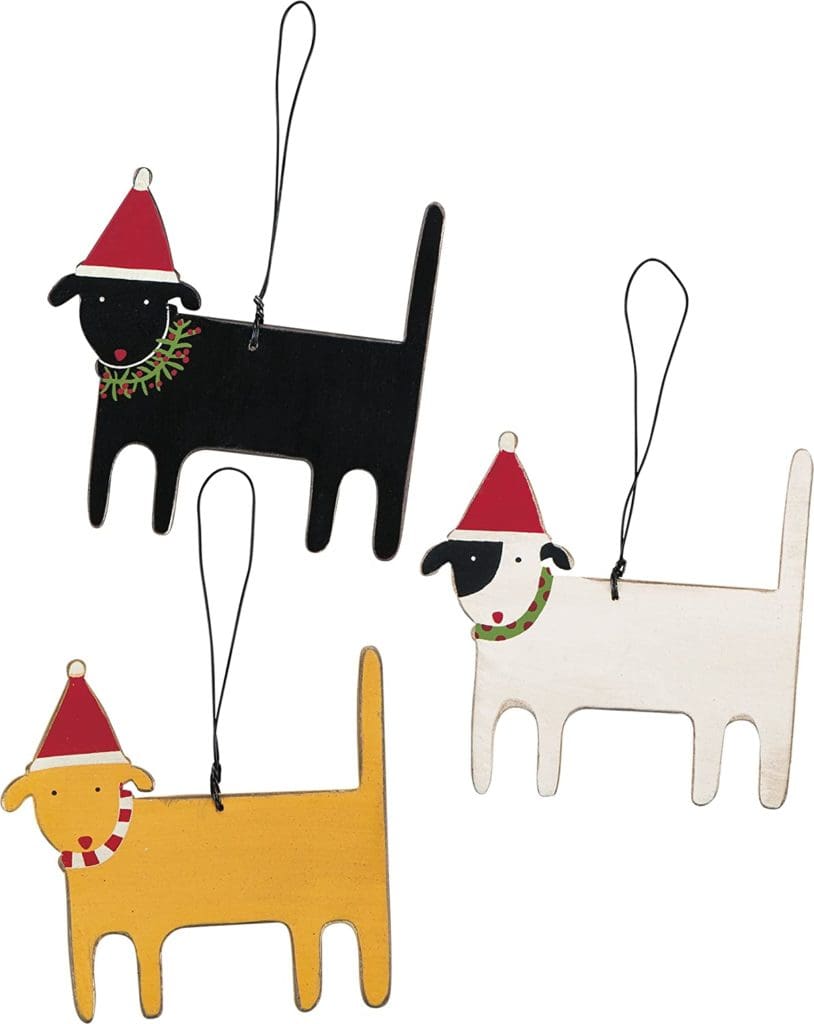 yellow white golden black dog ornament trendy folk handmade