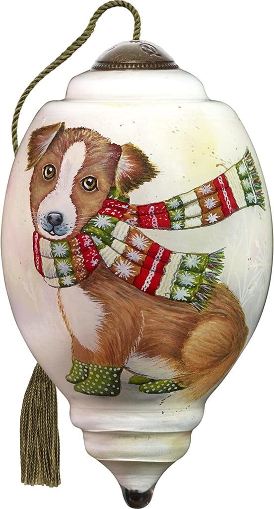 plaid dog pet animal holiday christmas ornament 