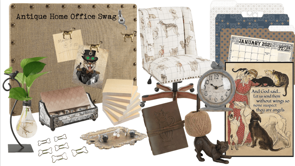 vintage rustic antique home office desk chair supplies decor