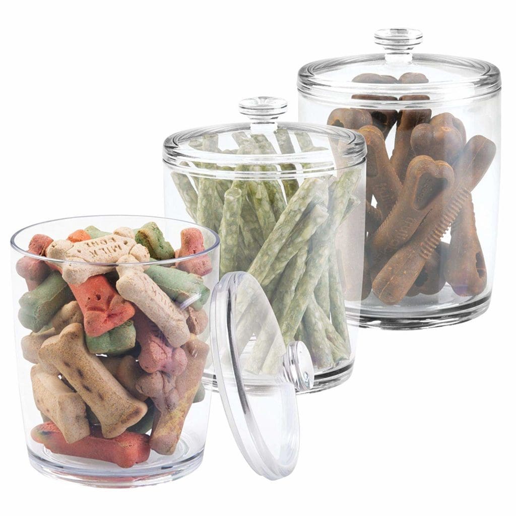 glass pet food treat bone storage container 