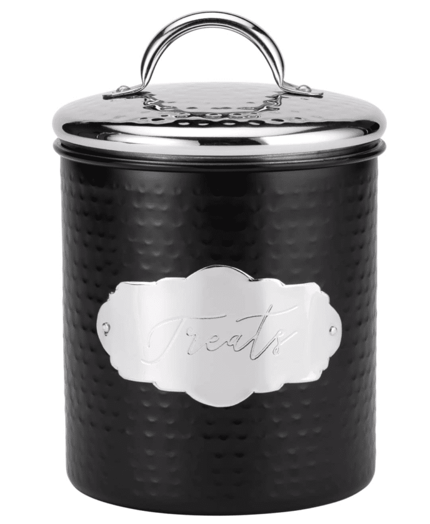 silver black dog cat pet treat jar canister 
