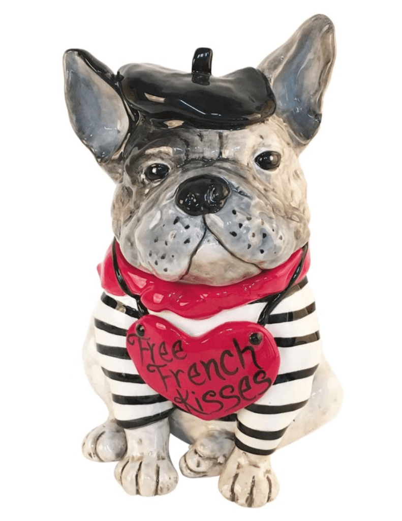 french kiss cookie jar dog pet treat bulldog holder storage 