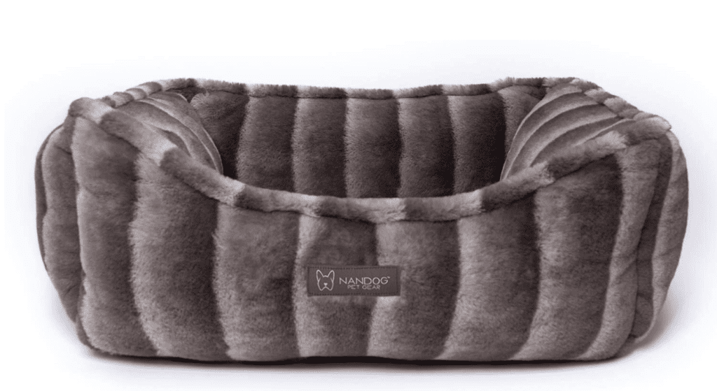 grey fur cat bed