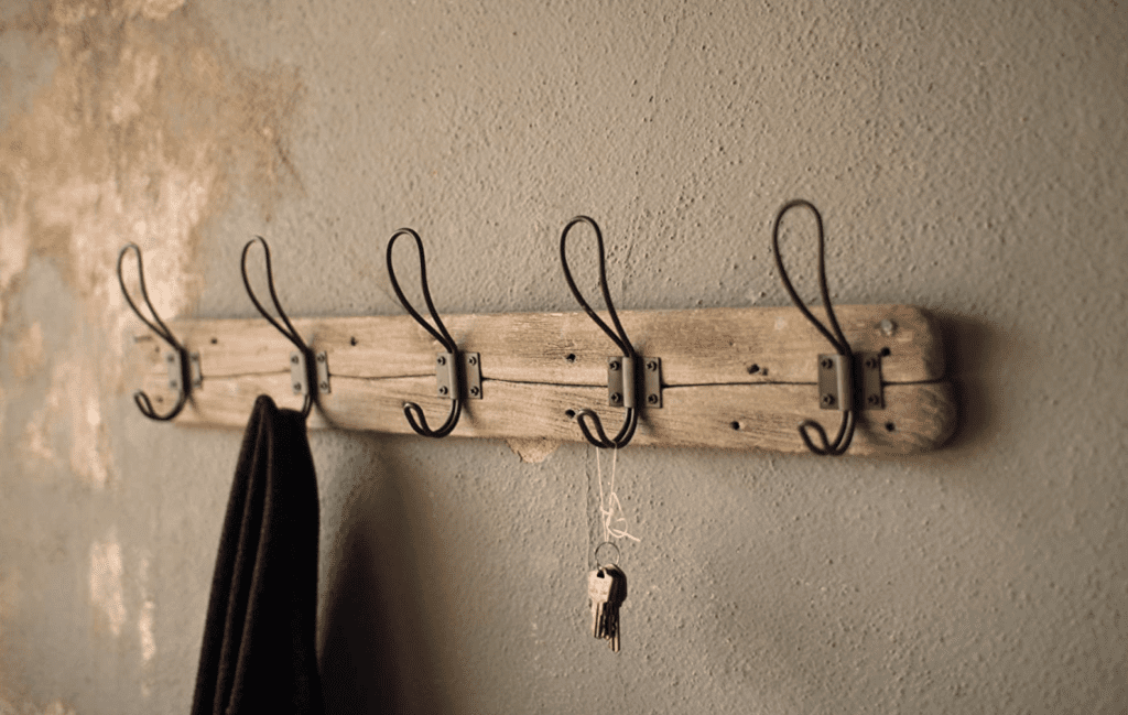 rustic wood dog leash rack holder