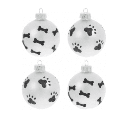 black white dog bone paw decor Christmas tree