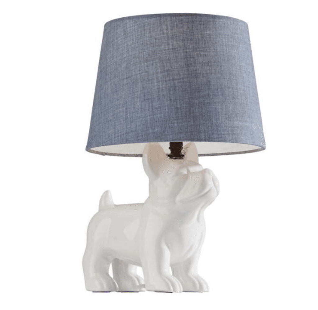 frenchie dog bulldog lamp blue white desk nursery accessories decor