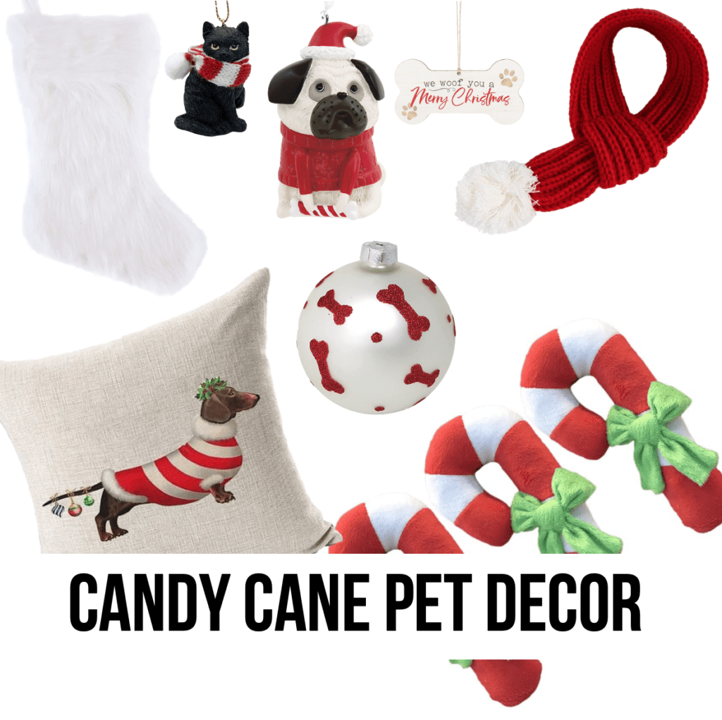 red white candy cane pet dog cat holiday decor