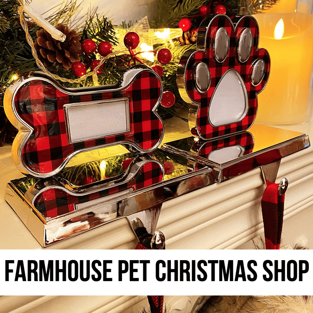 LEAD pet dog cat Christmas  farmhouse vintage rustic cabin gift decor stocking stuffer buffalo check plaid