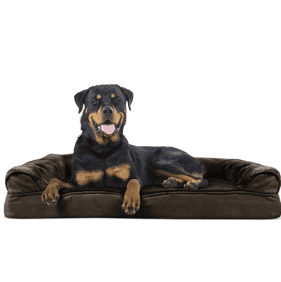 brown suede dog pet bed cabin lodge decor 