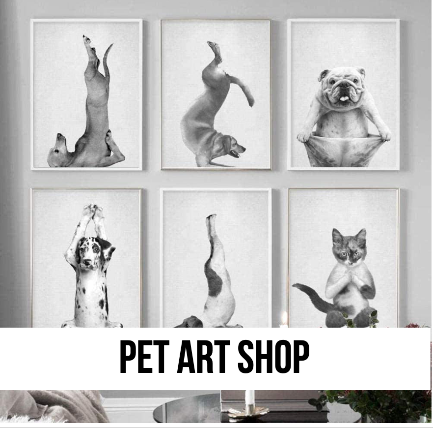 pet art wall decor gift yoga black white home office