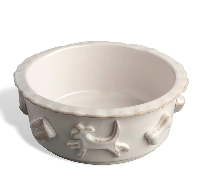 ceramic white dog bowls