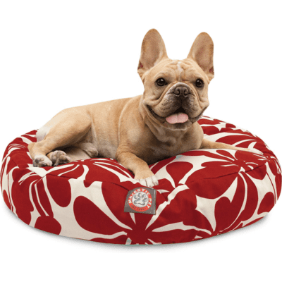 red print dog bed fabric 
