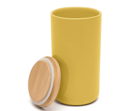 yellow wood pet supplies treat jar