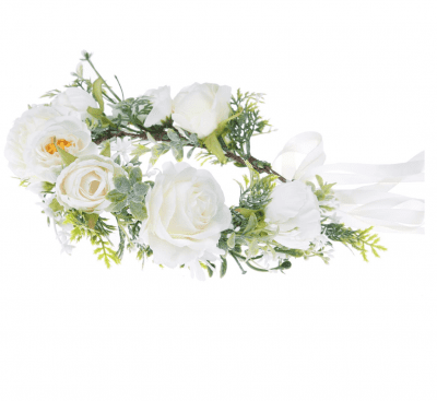 wedding floral wreath collar dog pet cat pretty white green trendy 2022