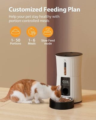 cat kitten electric automatic pet food dispenser feeder bowl home office 