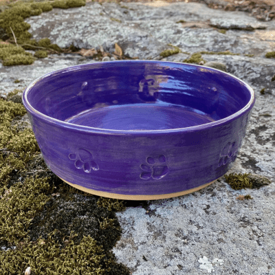 handmade purple dog bowl