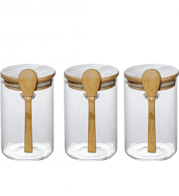 storage jars with spoon scoop pet treat