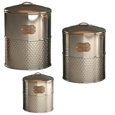 hammered metal dog food canisters 