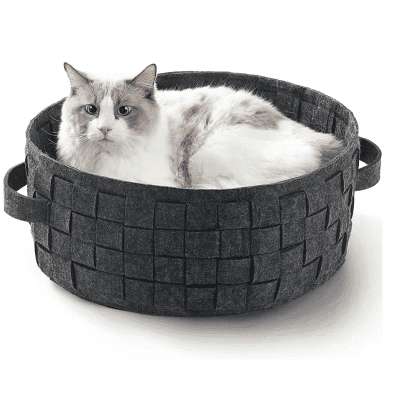 grey  weave basket modern pet bed