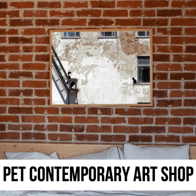 contemporary art modern unique abstract dog cat pet puppy kitten bedroom brick wall unique decor