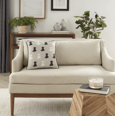 sofa chair pet friendly pillow neutral tan cream decor gift 