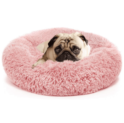 vintage pink dog bed pug